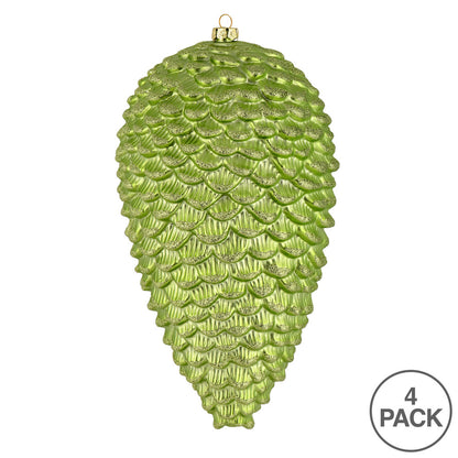 Vickerman 7" Celadon Matte Glitter Pinecone Christmas Ornament 4 per set