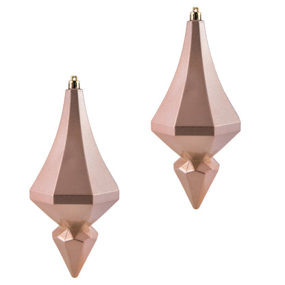 Vickerman 8" Rose Gold Candy Finish Diamond Finial Ornament Pack of 2