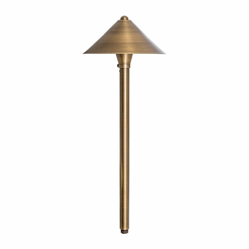 Westgate Area Light, Solid Brass, G4 JC Bi-Pin 12V/35W Max, Antique Bronze, 3 Ft. Cable & Non-Metallic Spike, Landscape Lighting , 3W, 200 Lumens, 3000K, Brass Finish