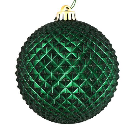 Vickerman 4" Midnight Green Durian Glitter Ball Ornament 6 per Bag