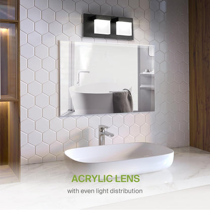 ASD Lighting LED Vanity 2-light 12W 120V CCT Selectable 3000/4000/5000K Dimmable Black ETL