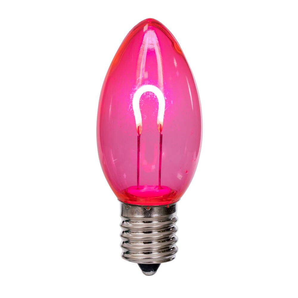 Vickerman C9 Transparent U-Shaped Filament Pink Bulb, E17 Base, .6 Watts, 25 Pcs Assorted/Bag.  Colors included are Blue, Red, Green, Purple and Amber.