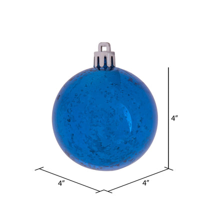 Vickerman 4" Blue Shiny Mercury Ball Ornament 6 per Bag