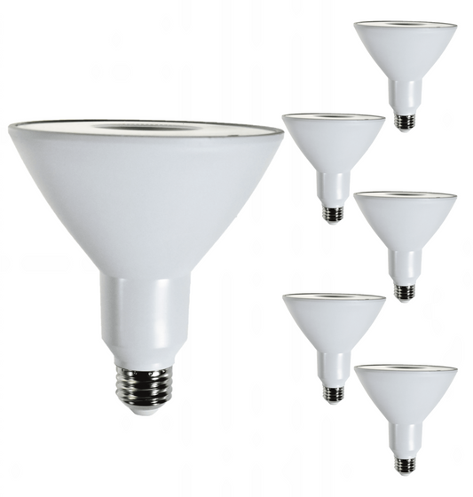 Damar PAR38 LED Flood Light Bulb 12.5W E26 Medium Base 6500K Daylight Ideal for Track & Recessed Spot Light Bulbs 120V 1200 Lumens 40° Beam Spread White Finish Pack of 6