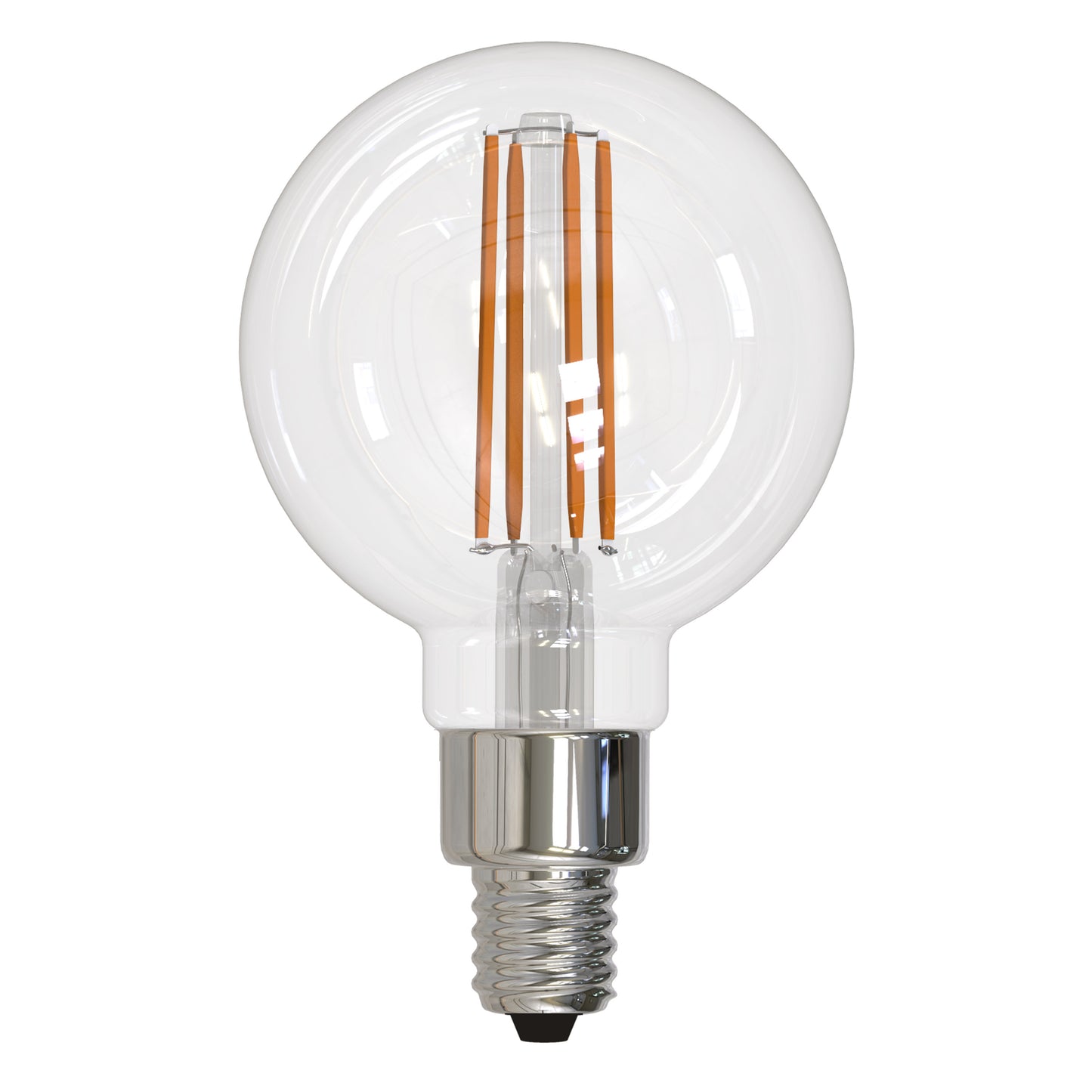 Bulbrite LED Filament 4 Watt Dimmable G16 Light Bulbs with a Clear Finish and Candelabra (E12) Base - 3000K (Soft White Light), 350 Lumens