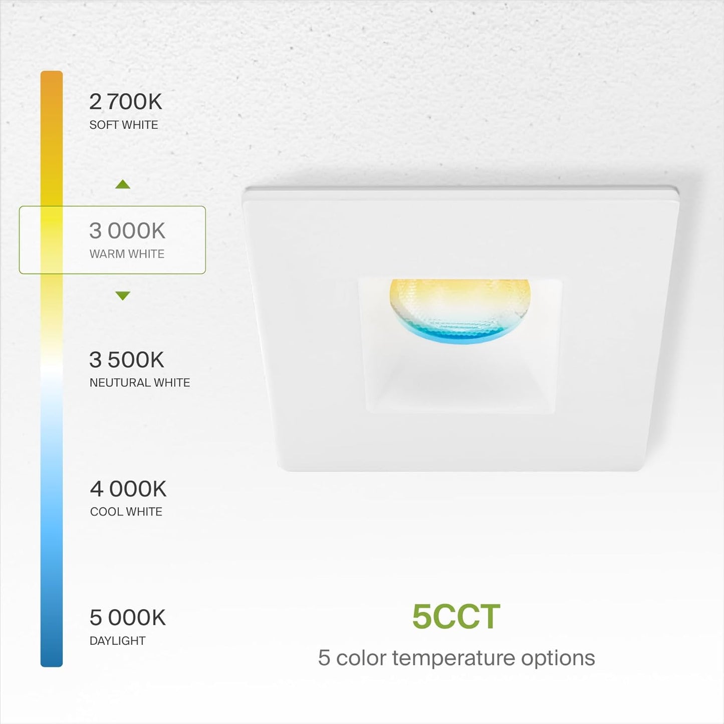 ASD Lighting LED Downlight Square 1inch 7W 120V Triac 2700/3000/3500/4000/5000K White ETL Energy Star