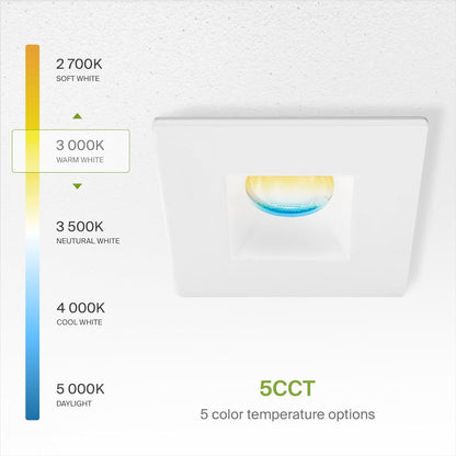 ASD Lighting LED Downlight Square 1inch 7W 120V Triac 2700/3000/3500/4000/5000K White ETL Energy Star
