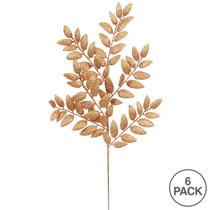 Vickerman 22" Copper Glitter Honey Locust Artificial Christmas Spray. Includes 6 sprays per pack.