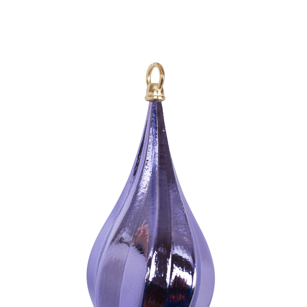 Vickerman 41" Lavender Shiny Finial. This large ornament is an eye catching addition to any holiday decorating project. It features a metal hook for hanging. Made with shatterproof plastic.