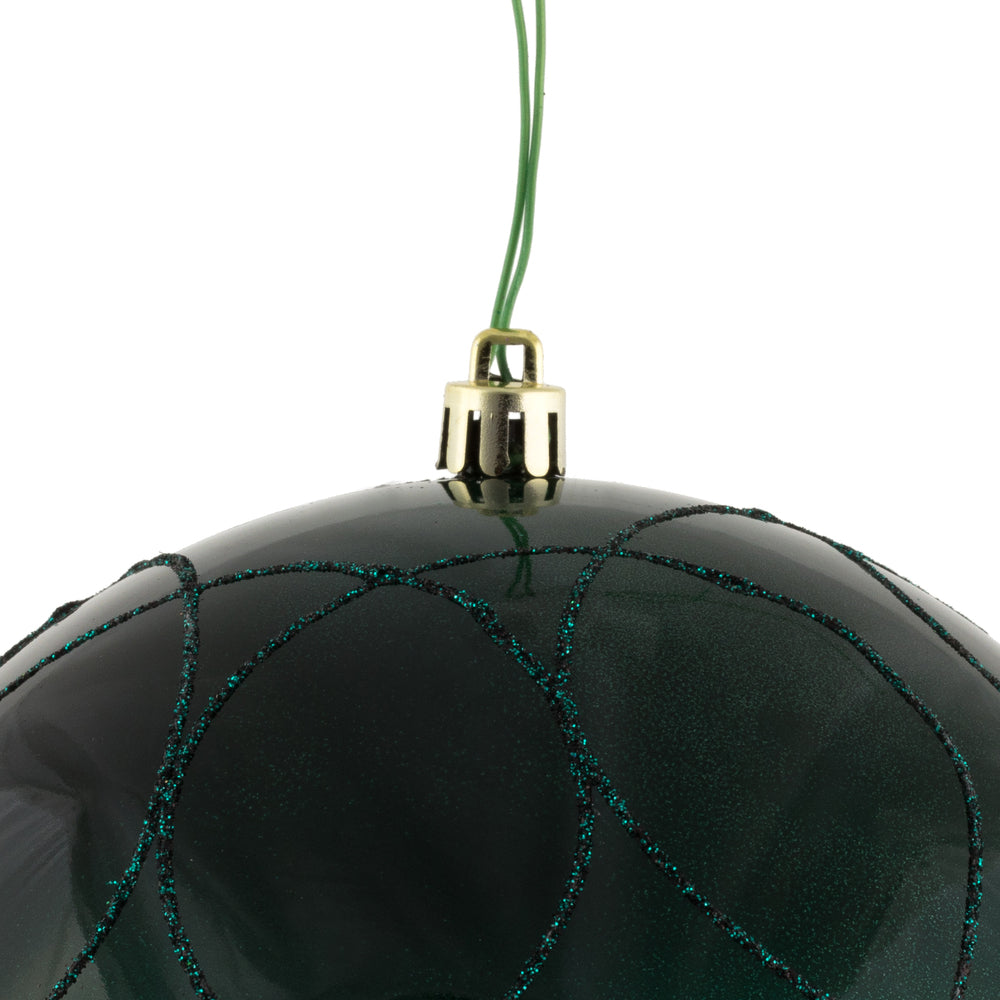 Vickerman 6" Sea Blue Candy Ornament with Circle Glitter Pattern 3 per Bag
