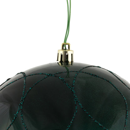 Vickerman 6" Sea Blue Candy Ornament with Circle Glitter Pattern 3 per Bag