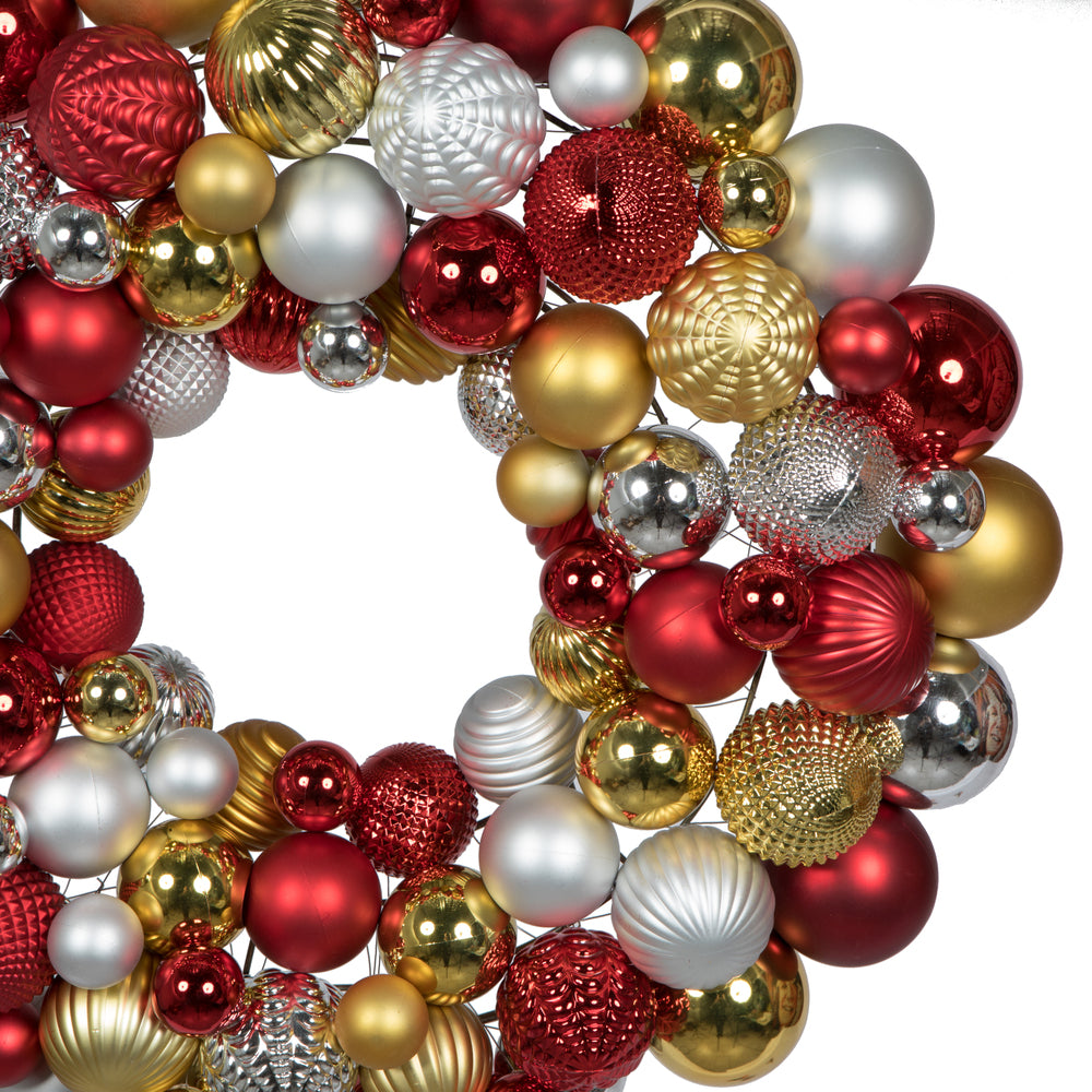 Vickerman 24" Red-Gold-Silver Assorted Ornament Wreath