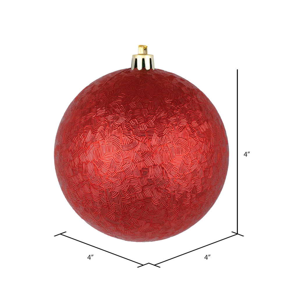 Vickerman 4" Red Brushed Ball Ornament 6 per Bag