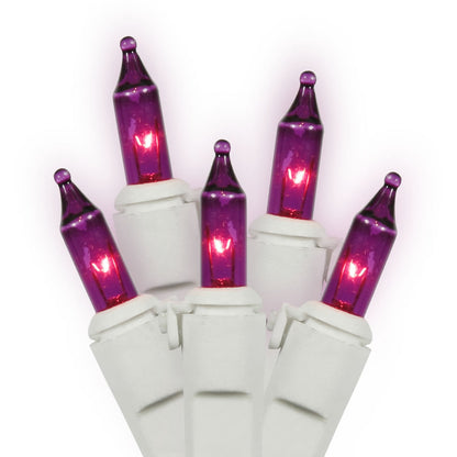 Vickerman 50 Purple Mini Light Set on White Wire 16' Christmas Light Strand