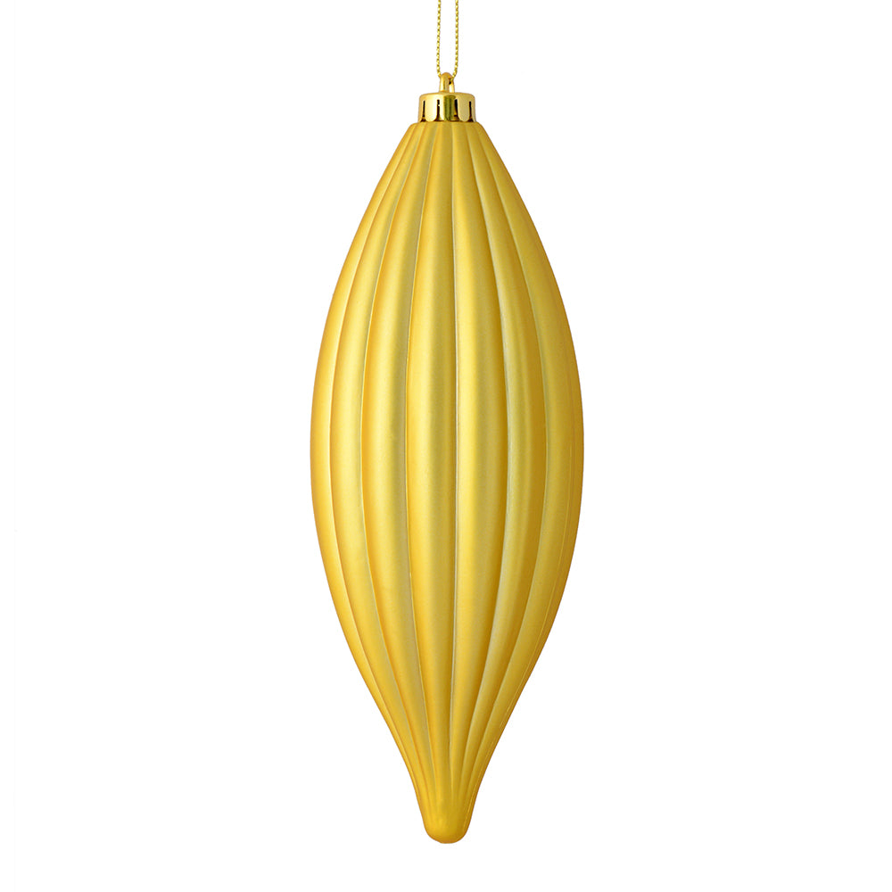 Vickerman 8" Gold Matte Line Finial Ornament Pack of 4