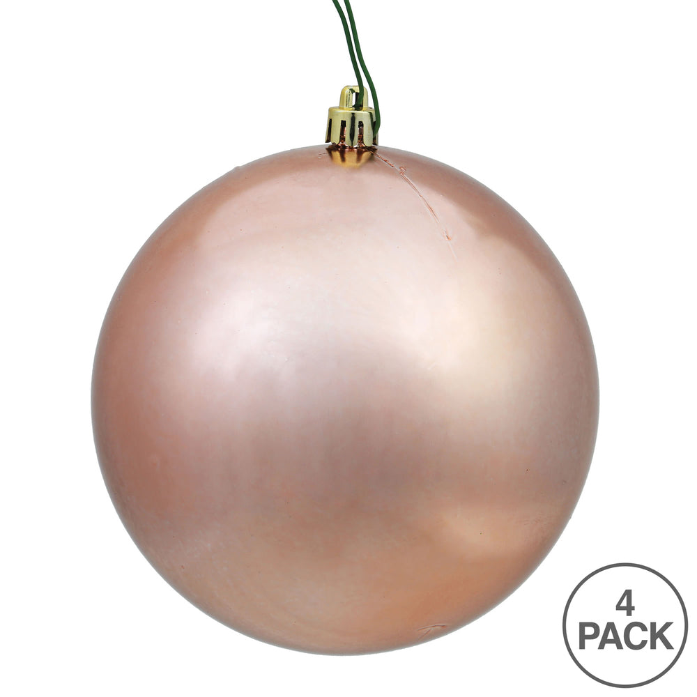 Vickerman 6" Rose Gold Shiny Ball Ornament 4 per Bag