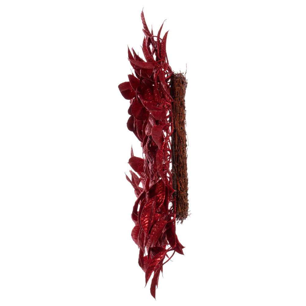 Vickerman 24" Red Artificial Gardenia Glitter Wreath.