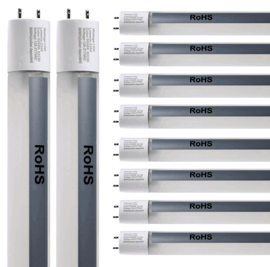 Damar- 4Ft T8 LED Tube Light Bulb Plug and Play Direct Replacement Ballast Dependent 15W 2200 Lumens 5000K Bright White G13 Bi-Pin Base 220? Beam Angle 120-277V Pack of 10- Fluorescent Replacement