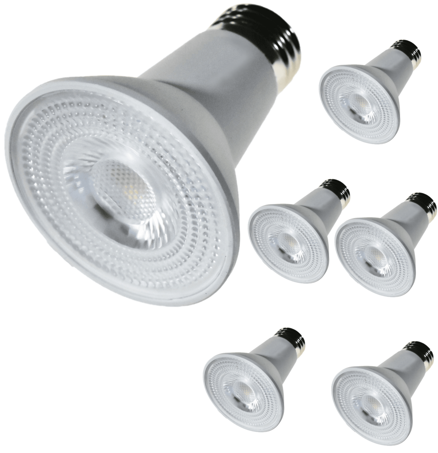 Damar PAR20 LED Long Neck Flood Light Bulb 5W 500 Lumen E26 Medium Base 3000K Soft White Ideal for Track & Recessed Spot Light Bulbs 120V 40° Beam Angle Dimmable White Finish Pack of 6