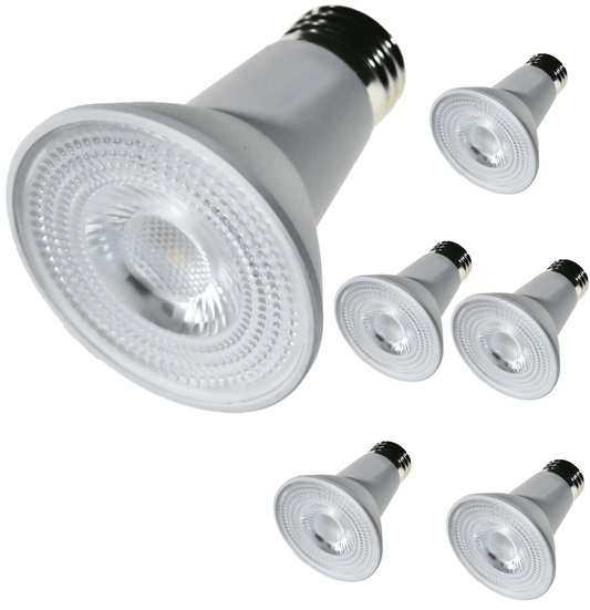 Damar PAR20 LED Long Neck Flood Light Bulb 5W 500 Lumen E26 Medium Base 3000K Soft White Ideal for Track & Recessed Spot Light Bulbs 120V 40° Beam Angle Dimmable White Finish Pack of 6