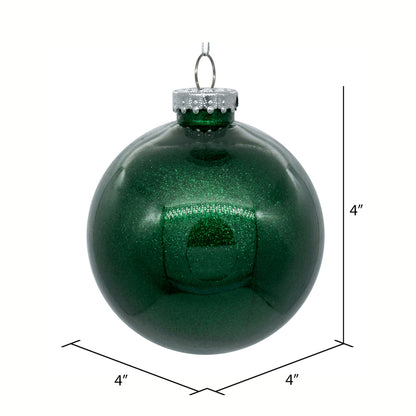 Vickerman 4" Clear Ball Christmas Ornament with Emerald Glitter Interior 6 Pieces per bag