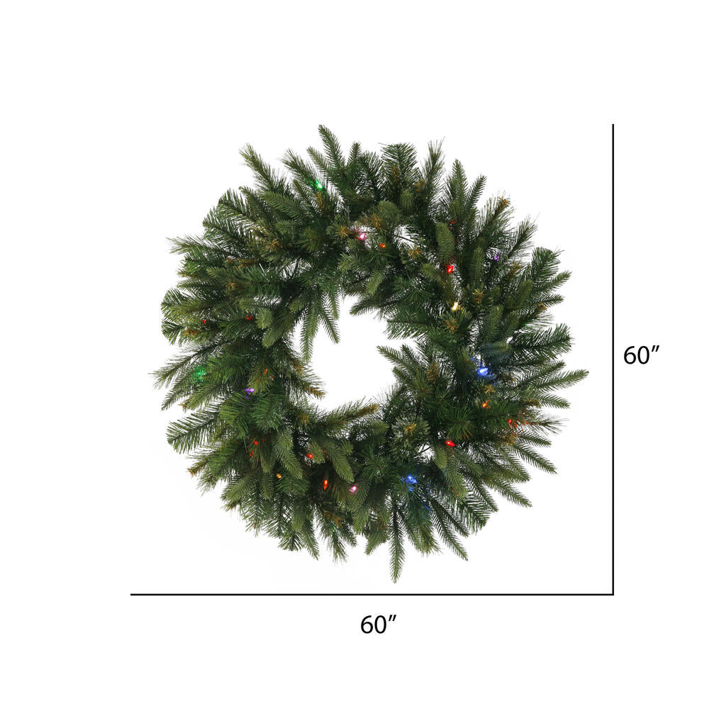 Vickerman 60" Cashmere Artificial Christmas Wreath Multi-Colored Dura-lit LED Lights