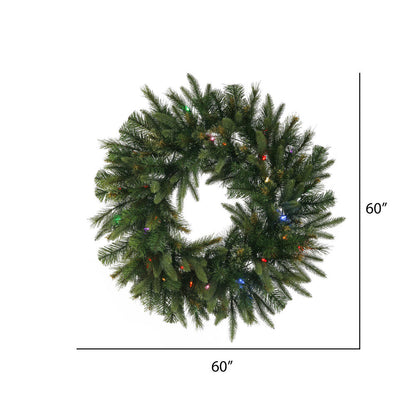 Vickerman 60" Cashmere Artificial Christmas Wreath Multi-Colored Dura-lit LED Lights