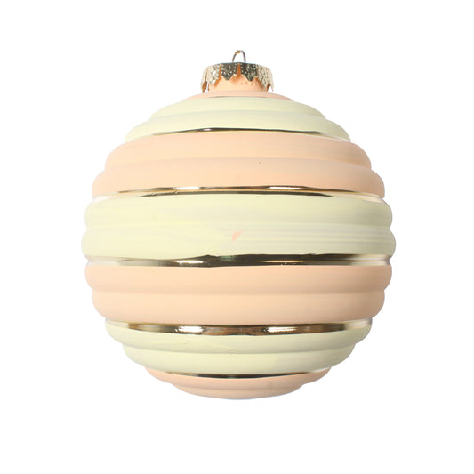 Vickerman 4" Peach Horizontal Stripe Pastel Ball Ornament 4 per Bag