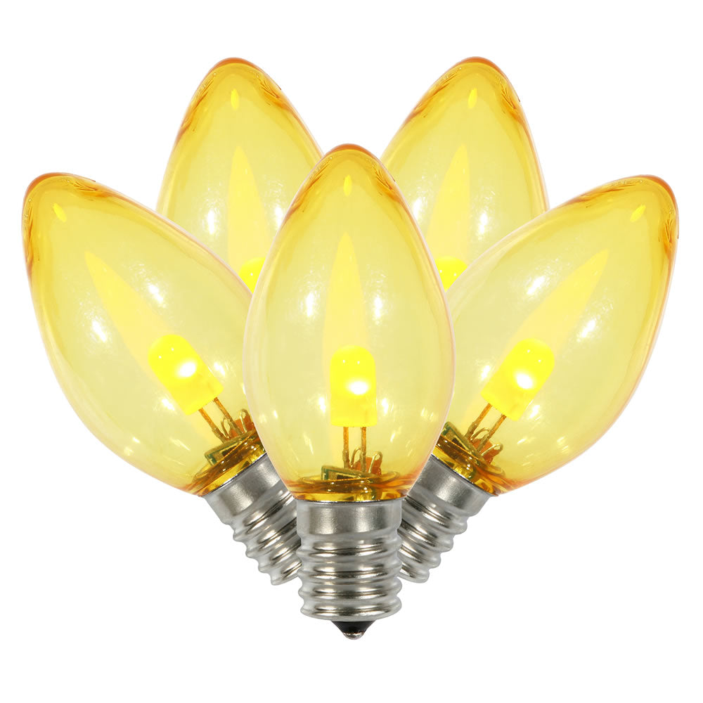 Vickerman C7 Transparent Plastic LED Yellow Dimmable Bulb E12 Nickel Base 25 per bag