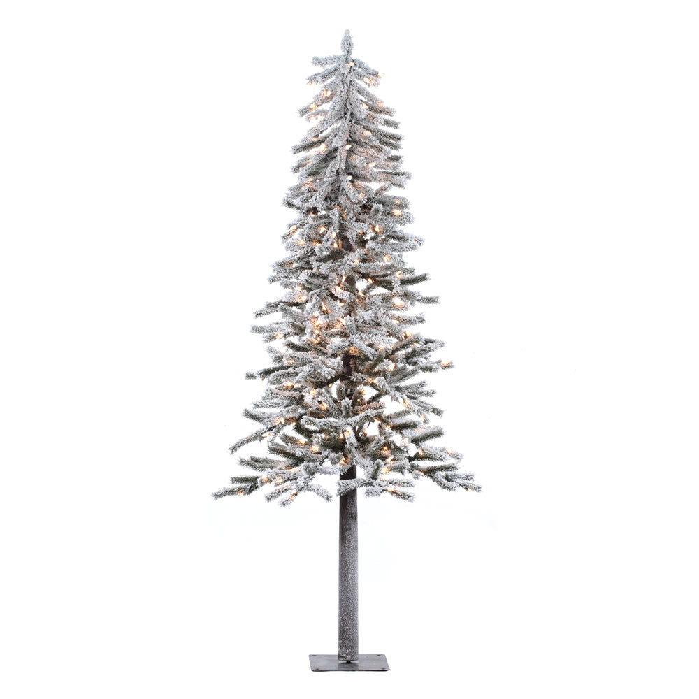 Vickerman 6' Flocked Alpine Artificial Christmas Tree Clear Dura-Lit lights