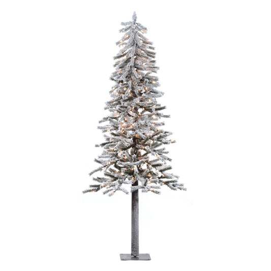 Vickerman 6' Flocked Alpine Artificial Christmas Tree Clear Dura-Lit lights