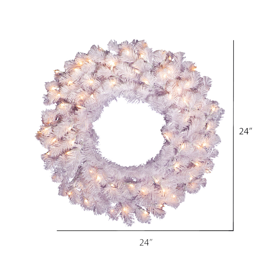 Vickerman 24" Crystal White Spruce Artificial Christmas Wreath Clear Dura-lit Incandescent Mini Lights