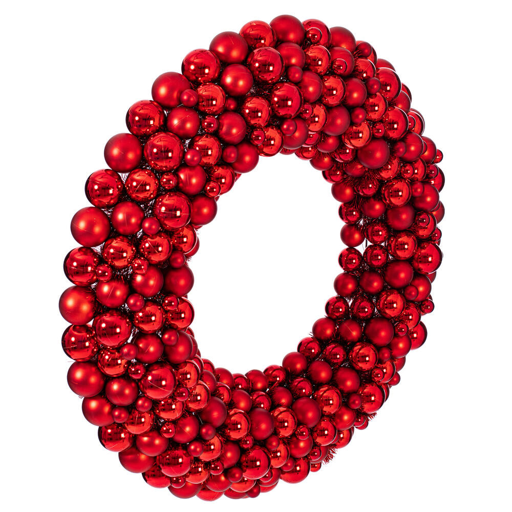 Vickerman 36" Red Shiny and Matte Ball Wreath