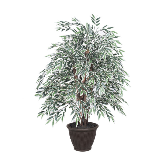 Vickerman 4' Artificial Variegated Smilax Extra Full Bush Brown Plastic Container.