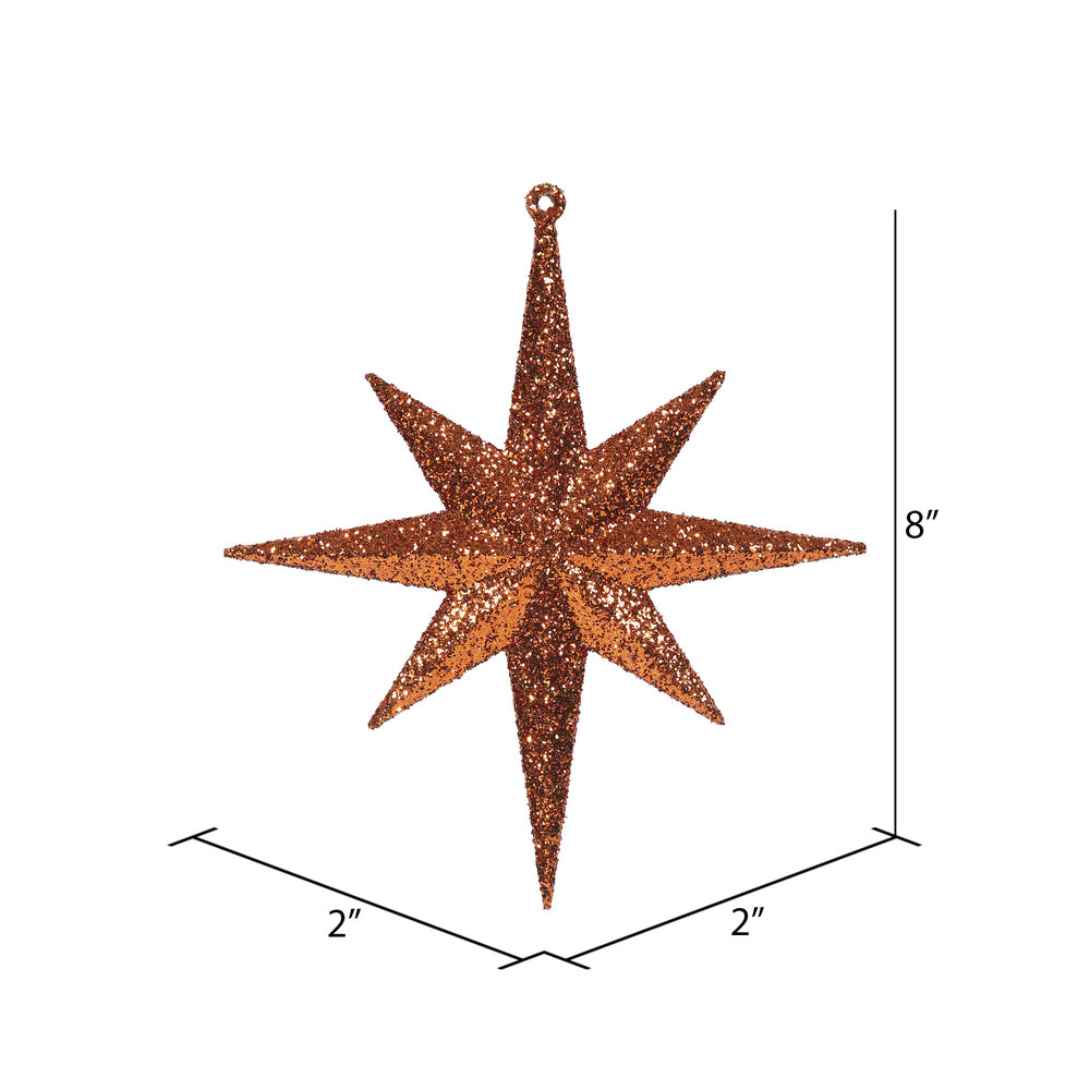 Vickerman 8" Burnished Orange Iridescent Glitter Bethlehem Star Christmas Ornament 4 per Box