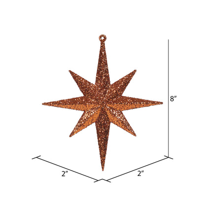 Vickerman 8" Burnished Orange Iridescent Glitter Bethlehem Star Christmas Ornament 4 per Box