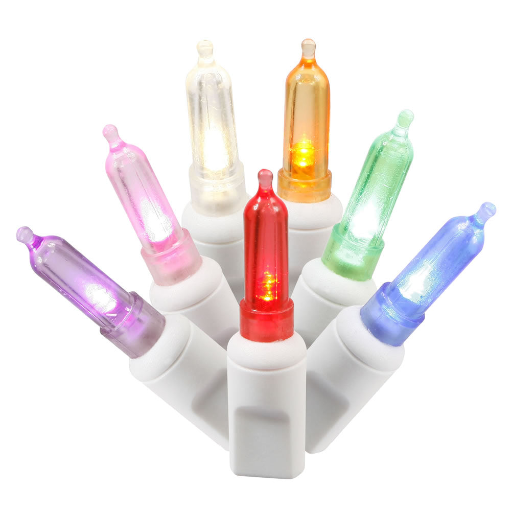 Vickerman 100 Multi-Colored Italian LED Single Mold Light on White Wire 34' Christmas Light Strand