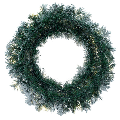 Vickerman 24" Frosted Glacier Pine Artificial Pre-Lit Wreath with 150 Realistic Frosted Mixed PVC Tips and 50 Dura-Lit® Warm White Mini Lights,