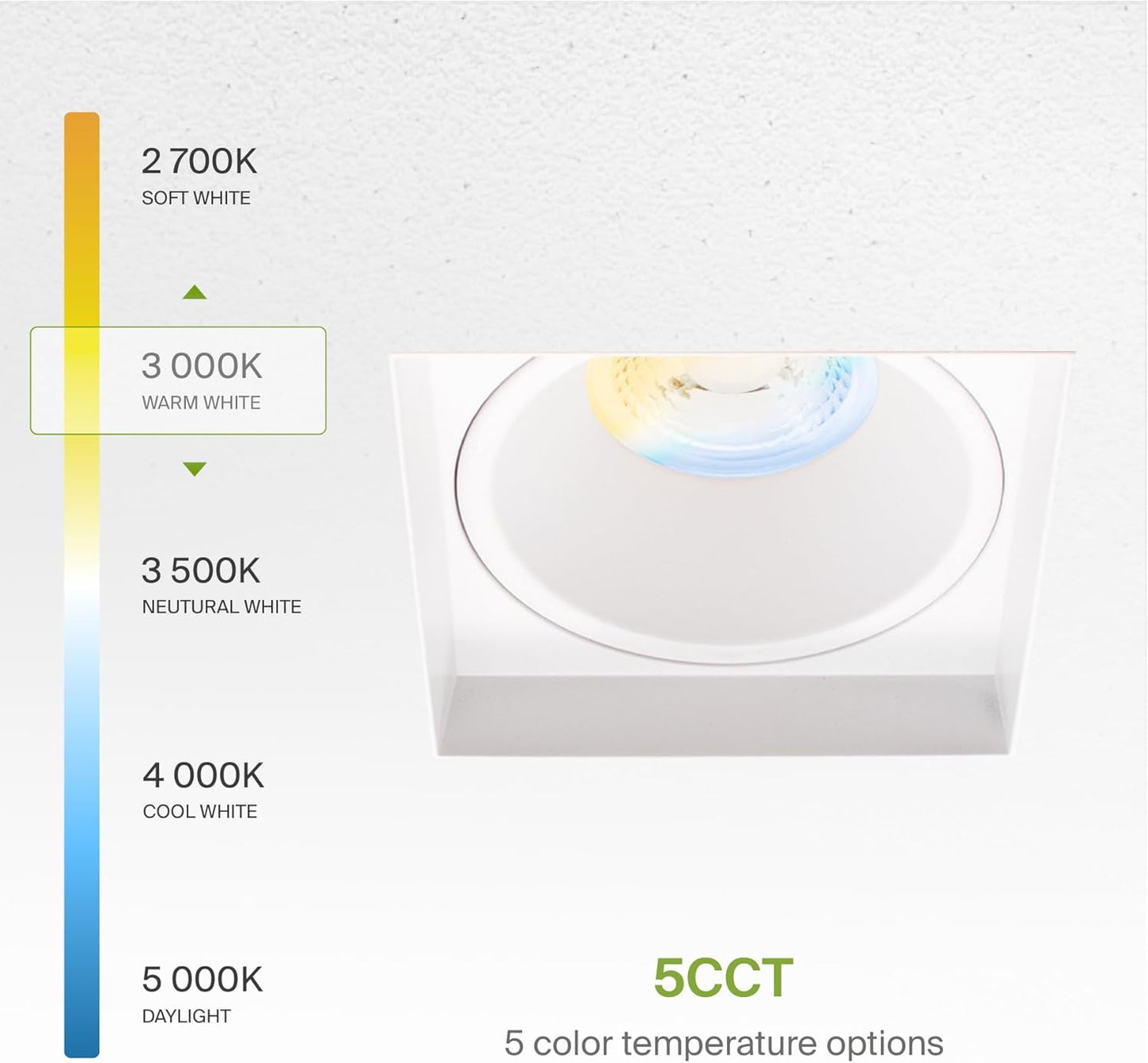 ASD Lighting LED Trimless Downlight Square 2inch 8W 120V Triac 2700/3000/3500/4000/5000K White ETL Energy Star