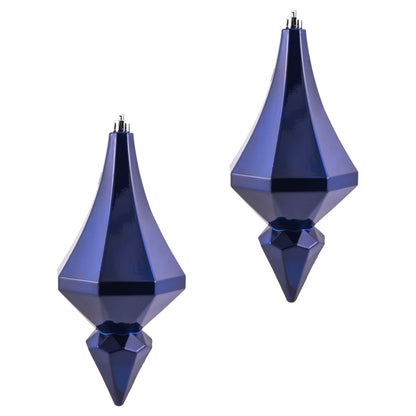 Vickerman 8" Cobalt Blue Candy Finish Diamond Finial Ornament Pack of 2