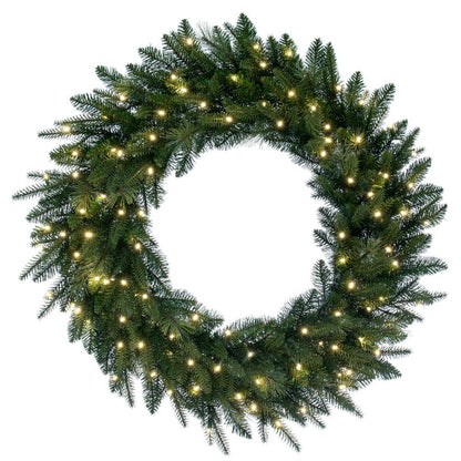 Vickerman 36" Berkley Mixed Pine Artificial Wreath with 100 Dura-Lit® Warm White LED Mini Lights and 530 PE/PVC/Hardneedle Tips.