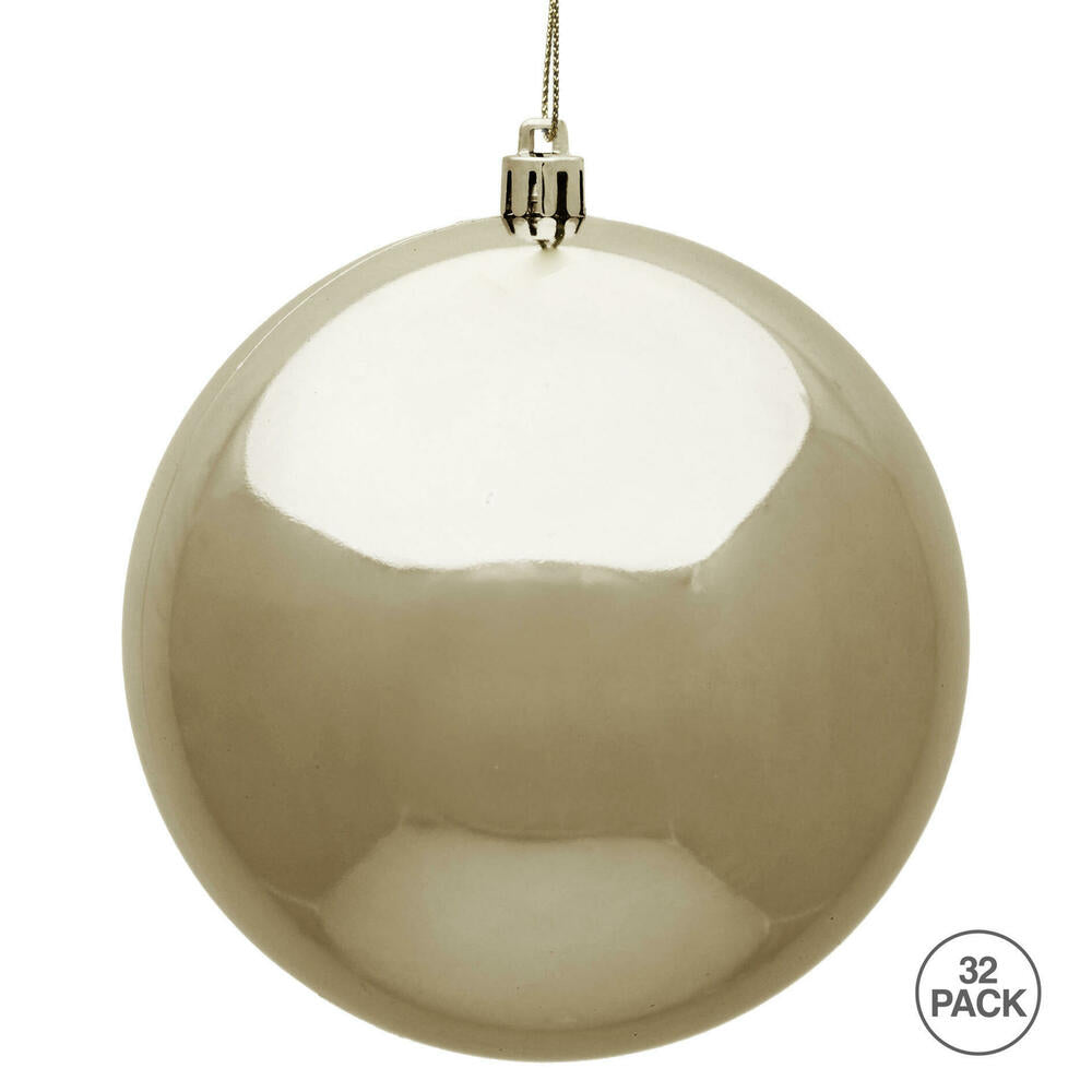 Vickerman 3" Champagne Shiny Ball Ornament 32 per Box