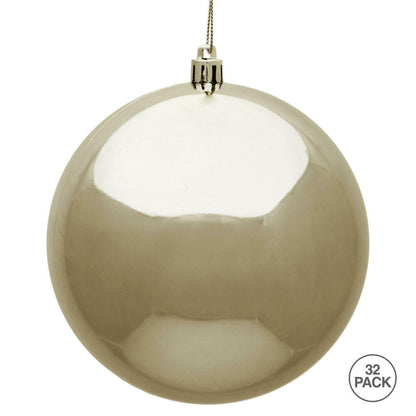 Vickerman 3" Champagne Shiny Ball Ornament 32 per Box
