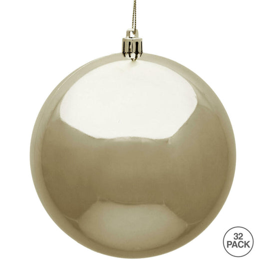 Vickerman 3" Champagne Shiny Ball Ornament 32 per Box