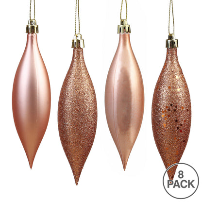 Vickerman 5.5" Rose Gold Finial Drop Christmas Ornament Assorted 4 Finish 8 per Pack
