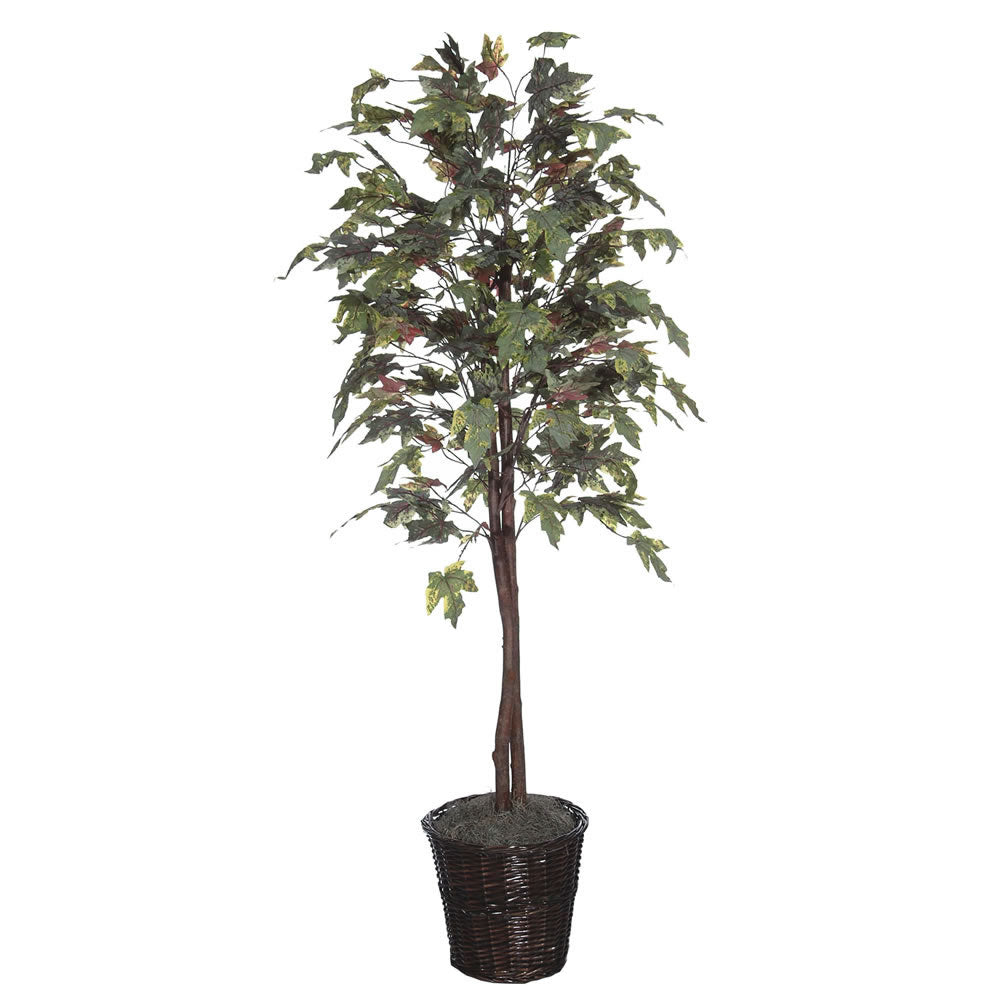 Vickerman 6' Artificial Frosted Maple Rattan Basket