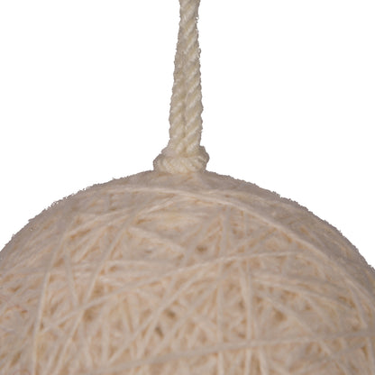 Vickerman 4" Ivory Wool String Wrapped Ball Ornament 4 per bag.