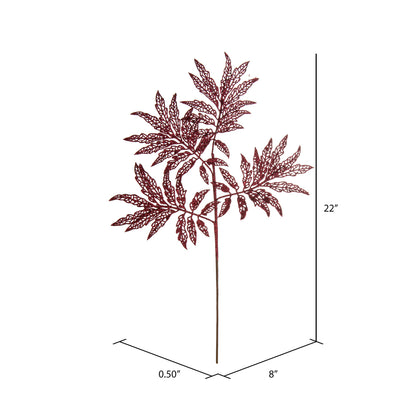 Vickerman 22" Burgundy Glitter Sumac Artificial Christmas Spray. Includes 6 sprays per pack.
