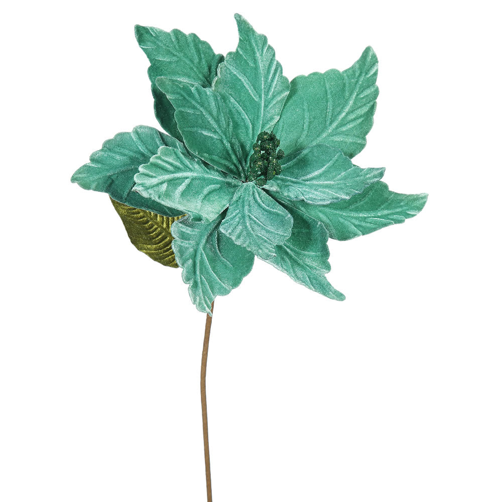 Vickerman 22" Emerald Poinsettia Artificial Christmas Flower 6 per Bag