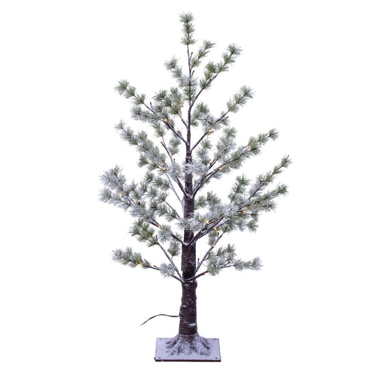 Vickerman 3' Green Frosted Mini Pine Twig Tree Warm White 3mm Wide Angle LED lights.